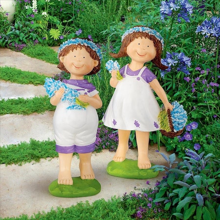 Bluebonnet Twins Springtime Children Garden Statues, PK 2